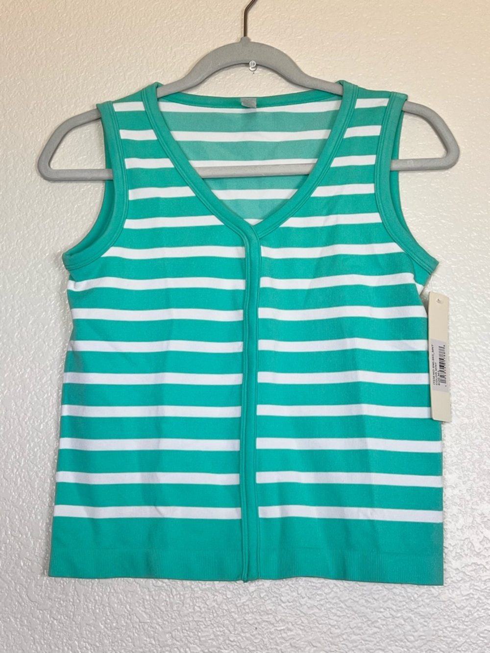 Mint and white striped sleeveless top, size M/L